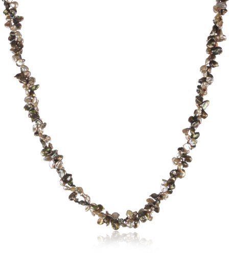 Bella Donna Damen-Collier S&uuml;&szlig;wasser-Zuchtperlen 925 Sterlingsilber beige/dunkelgr&uuml;n gef&auml;rb Preisvergleich