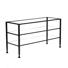 SEI Distressed Metal / Glass TV Stand