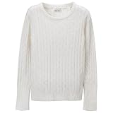 Cherokee Snow White Girls' Crew Cable Sweater - XL