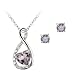 Sterling Silver Amethyst & Diamond Accent Swirl Heart Necklace and Earrings Set