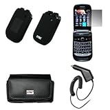 EMPIRE Black Leather Case Pouch with Belt Clip and Belt Loops + Black Silic ....