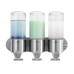 simplehuman Stainless Steel Wall-Mount Pumps, Triple Shampoo & Soap Dispenser 