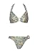 INC Green/Lilac Tile Halter Bikini w/Gold Rings XS