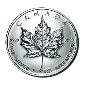Canadian 2009 Silver Maple Leaf Canada 2009 guaranteed by the Royal Canadian Mint to contain .9999 of pure silver Canadian Silver Maple Leaf and Queen Elizabeth Ii Ounce of 99.99% Fine Silver