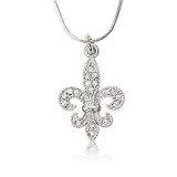 Austrian Crystal Fleur De Lis Charm Pendant Necklace