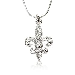 Austrian Crystal Fleur De Lis Charm Pendant Necklace