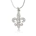Austrian Crystal Fleur De Lis Charm Pendant Necklace