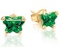 Baby Emerald Cubic Zirconia (CZ) Butterfly Stud Earrings in 10K Yellow Gold