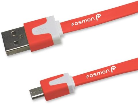Fosmon 10ft Micro USB to USB [VIVID] Flat Tangle Free High Speed Micro USB Cable - USB 2.0 A Male to Micro B - for Android, Samsung, HTC, Motorola, Nokia, LG, HP, Sony, Blackberry and More - 10 Feet (Red)