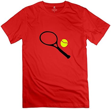 MJEE Men's T-shirt Tennis Racket &amp; Tennis Ball Size XL Red