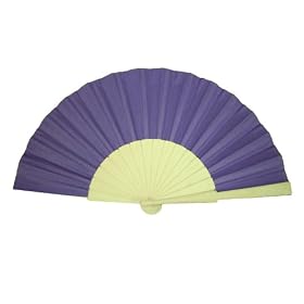 Purple Wooden/Fabric Hand Fan