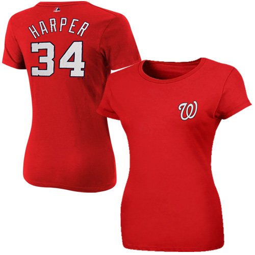 MLB Washington Nationals Women's Bryce Harper 34 Tee, Medium, Athletic Red at Amazon.com
