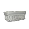 New White Wicker Storage Basket With White Cloth Lining (Large)