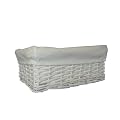 New White Wicker Storage Basket With White Cloth Lining (Large)