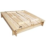 Habau 3022 Sandkasten mit Deckel und Bank, 120x120x20 cm