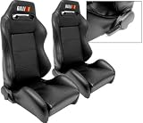 Recardo Style PVC Racing Seats Style Black w/ Ralli Logo