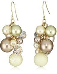 Lenora Dame "Romantic" Pearl and Crystal Cluster Drop Earrings