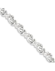 Sterling Silver Diamond Hearts and Xs Bracelet