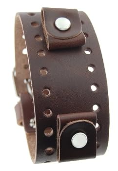Nemesis #BN-B Brown Wide Leather Cuff Wrist Watch Band