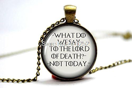 Pretty Lee 2015 Fashion Game Of Thrones Necklace 'What Do We Say To The Lord Of Death? Not Today' Arya Stark Quote Pendant Necklace Christmas gift