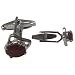 Cuff Links Silver in Pair Carnelian Gemstone for Men Gift (cflng168)