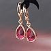 GULICX Lady jewelry Gift Pear Cut Ruby -Color Gold Tone Women Sparkle Dangle Earrings