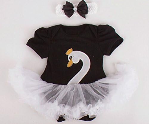 Dorara(TM) Baby Girls Swan Romper Dress Ballet for Twins Sisters (S: 0-3 months, Black)