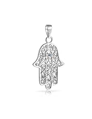 Bling Jewelry Sterling Silver Filigree Hamsa Pendant CZ