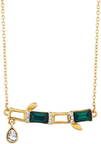Neoglory Made with Swarovski Elements Crystal Alloy 14k Gold Plated Long Green Bamboo Necklaces for Women Girls Teen