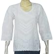 White Top Cotton Long Sleeve Dress Size M