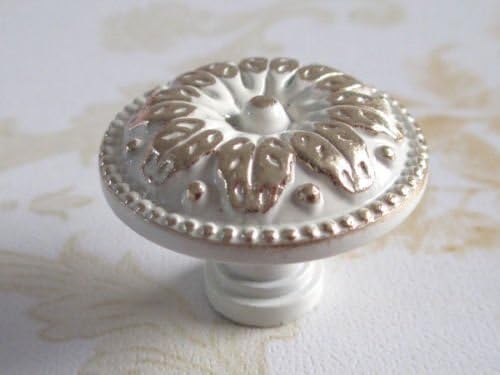 12x Handle Pull Knobs Hardware Dresser Pull Drawer Knobs Pulls Cabinet Door Knob Cream White Gold Leaf 1.2"(30 mm)