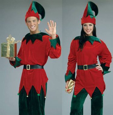 Adult Costumes Unisex Mens or Womens Deluxe Christmas Santas Helper Elf Costume Holiday Theme Party Outfit