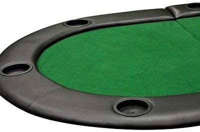 Poker Table Folding 79" X 36" Padded Oval Poker Table Top Green Felt New