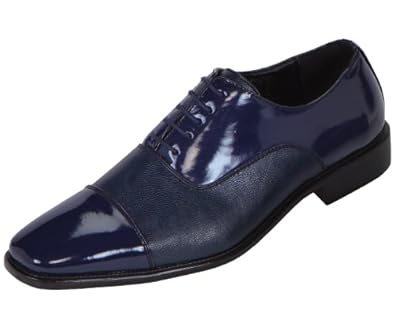 ... Mens Blue Classic Patent Cap-Toe Oxford Dress Shoe: Style 2435 Blue
