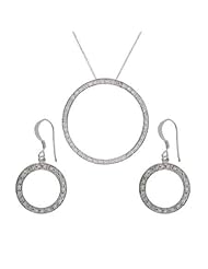 Pave O Dangle Earrings and Necklace Set