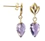 10 KT Yellow Gold Amethyst Briolette Earrings 0.75" Long 10k Back Post