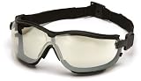 Pyramex V2G Safety Eyewear, Indoor/Outdoor Mirror Anti-Fog Lens With Black Strap/Temples