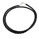 Black 3mm Braided Leather Cord Necklace Choker Sizes 16" 18"