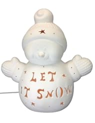 Ceramic Bisque - Ready to Paint - "Let It Snow" Happy Snowman - Night Light