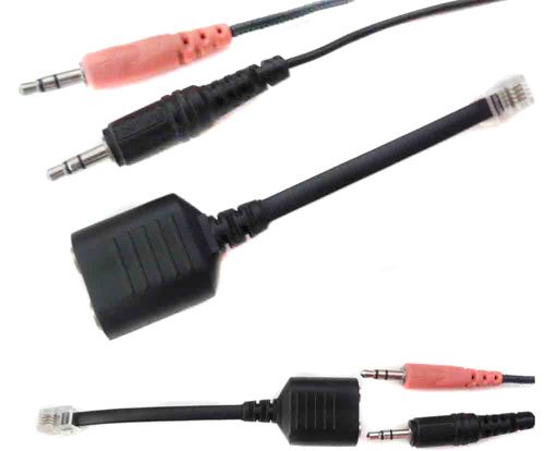 Soytich Headset-Telefonadapter: 2x Klinken-Buchse 3,5mm auf RJ10-Stecker