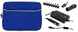rooCase 4n1 Combo - Acer Aspire One AO751h-1153 11.6-Inch Netbook Sleeve Case with AC and DC Adapter Charger Home / Car / Airplane - Invisible Zipper Dual-Pocket Dark Blue