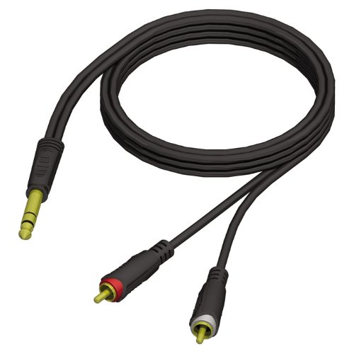 ah Cables ProCab Serie REF719 Twin Instrumentenkabel 6,3 mm Klinke stereo auf 2 x Cinch male 1,5 m