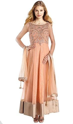 Unnati Women's Bollywood Style Anarkali Suit With Heavy Stone And Beads Work Medium - 36" Multicolor