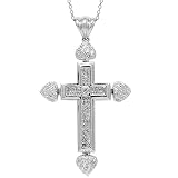 14K White Gold Mens Diamond Cross Pendant 1.88 Ctw