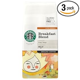 Starbucks Breakfast Blend Ground Coffee, 14-Ounce Bags (Pack of 3)