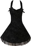 Black Flock Tattoo Print Swallows Rock Swing Dress