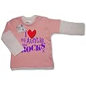 Dirty Fingers  I Love my AUNTIE she Rocks x  Baby & Toddler, Layered, Long Sleeve Skater T-shirt, 12-18 months, Pink/White