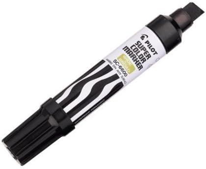 4 PACK: Pilot Super Color Jumbo Permanent Marker, X-Wide Chisel, Xylene-Free, Black Ink, SINGLE (45100)