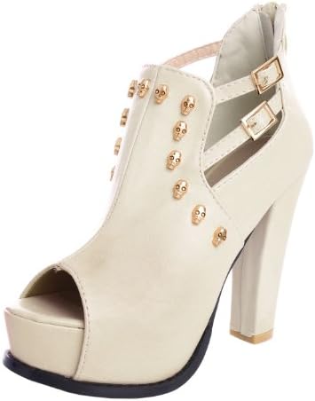 G Antini Lady Peep Toe Hidden Platform Chunky Heel Pre-Fall Booties Beige US 7