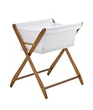 Cariboo Folding Bassinet, Teak Frame, White Fabric